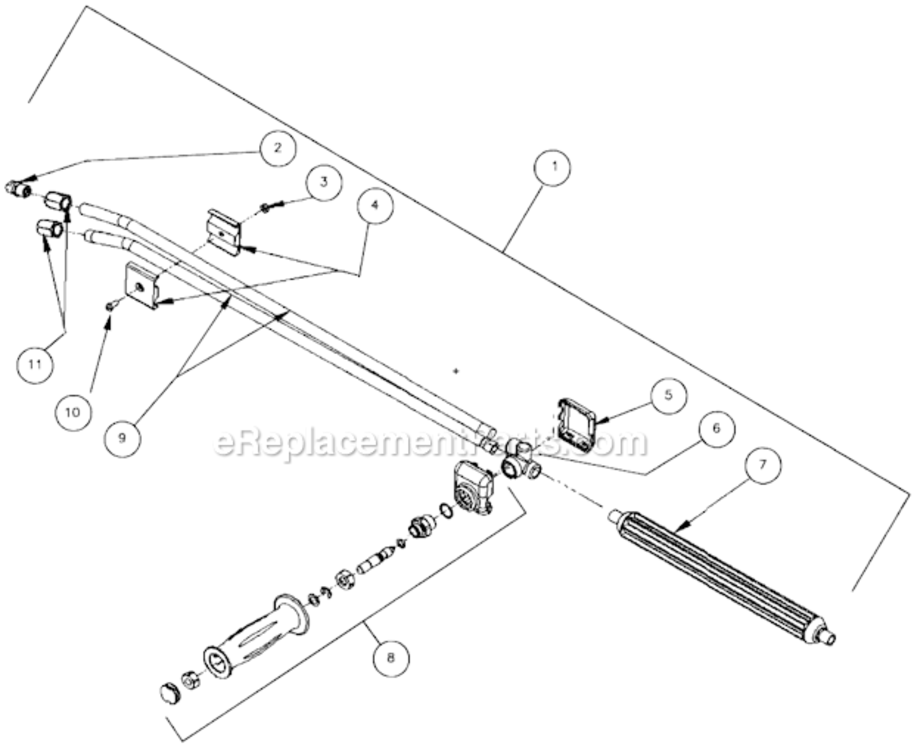 Dual Lance Assembly Diagram and Parts List for HHSSERIES  Mi-T-M Pressure Washer