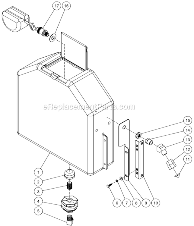Float Tank Assembly Diagram and Parts List for HHSSERIES  Mi-T-M Pressure Washer