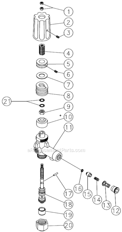 Unloader Diagram and Parts List for HLP-0703-0M10  Mi-T-M Pressure Washer