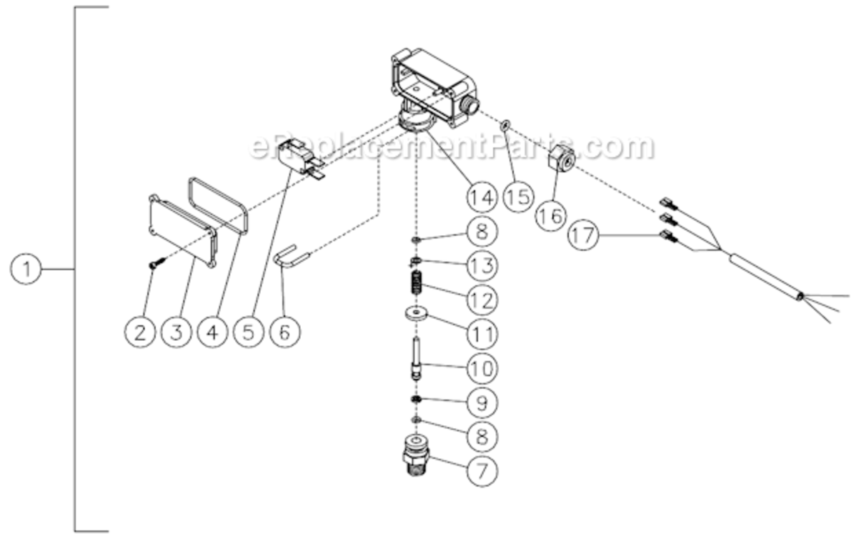 Pressure Switch Diagram and Parts List for HLP-0703-0M10  Mi-T-M Pressure Washer