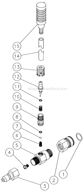 Detergent Injector Diagram and Parts List for HS-2204-BMH1  Mi-T-M Pressure Washer