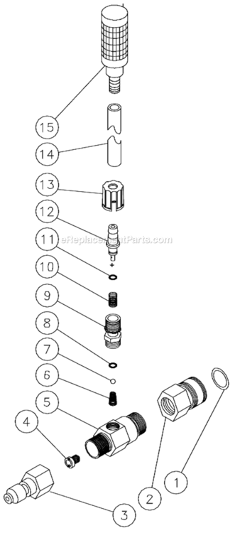 Detergent Injector Diagram and Parts List for HS-2204-CMH1  Mi-T-M Pressure Washer