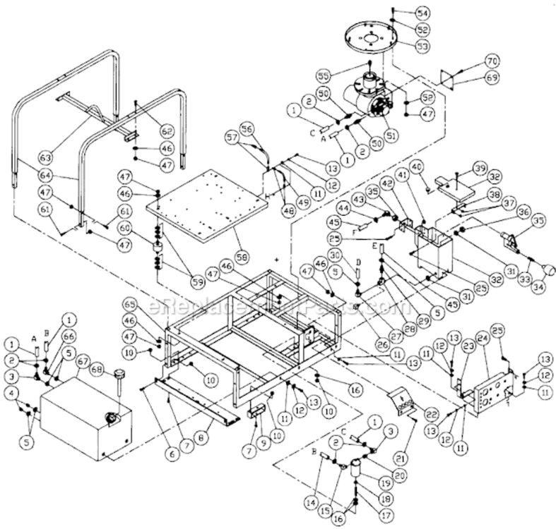 Frame Assembly Diagram and Parts List for HS-2204-CMH1  Mi-T-M Pressure Washer