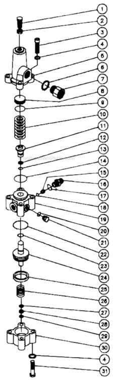 Unloader Assembly Diagram and Parts List for HS-2505-CMV1  Mi-T-M Pressure Washer
