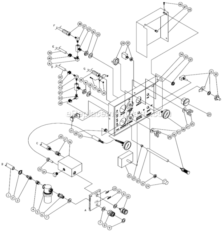 Control Panel Assembly Diagram and Parts List for HS-2505-CMV1  Mi-T-M Pressure Washer