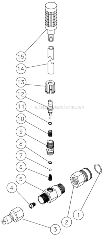 Detergent Injector Diagram and Parts List for HS-2505-CMV1  Mi-T-M Pressure Washer