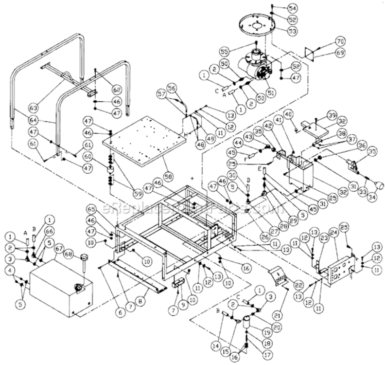 Frame Assembly Diagram and Parts List for HS-2505-CMV1  Mi-T-M Pressure Washer