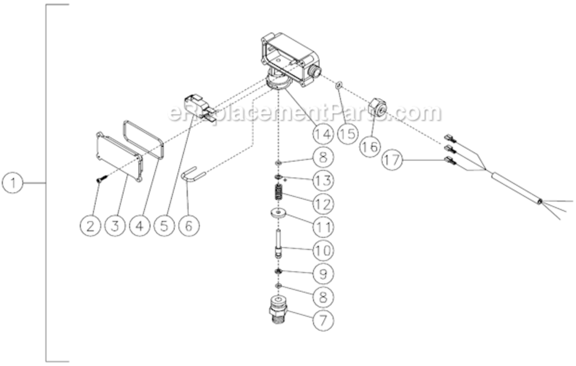 Pressure Switch Diagram and Parts List for HS-3005-CMK0  Mi-T-M Pressure Washer