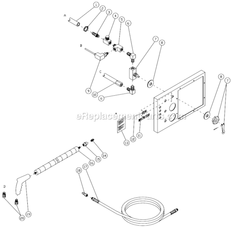 Pump Assembly Diagram and Parts List for HS-3005-CMK0  Mi-T-M Pressure Washer