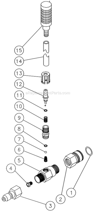 Detergent Injector Diagram and Parts List for HS-3005-CMK0  Mi-T-M Pressure Washer