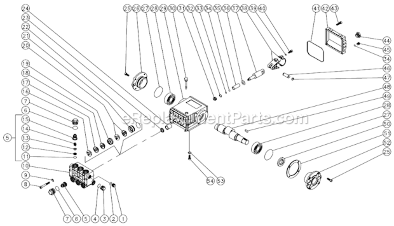 Pump Assembly Diagram and Parts List for HS-3005-CMV1  Mi-T-M Pressure Washer