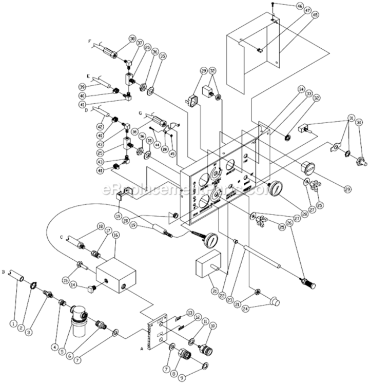 Control Panel Assembly Diagram and Parts List for HS-3005-CMV1  Mi-T-M Pressure Washer