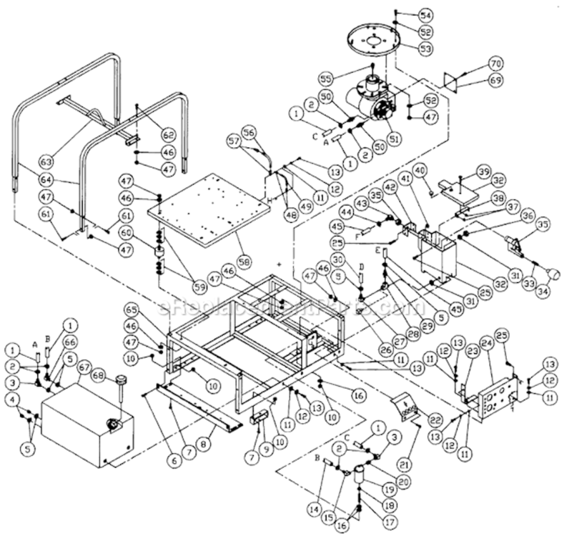 Frame Assembly Diagram and Parts List for HS-3005-CMV1  Mi-T-M Pressure Washer