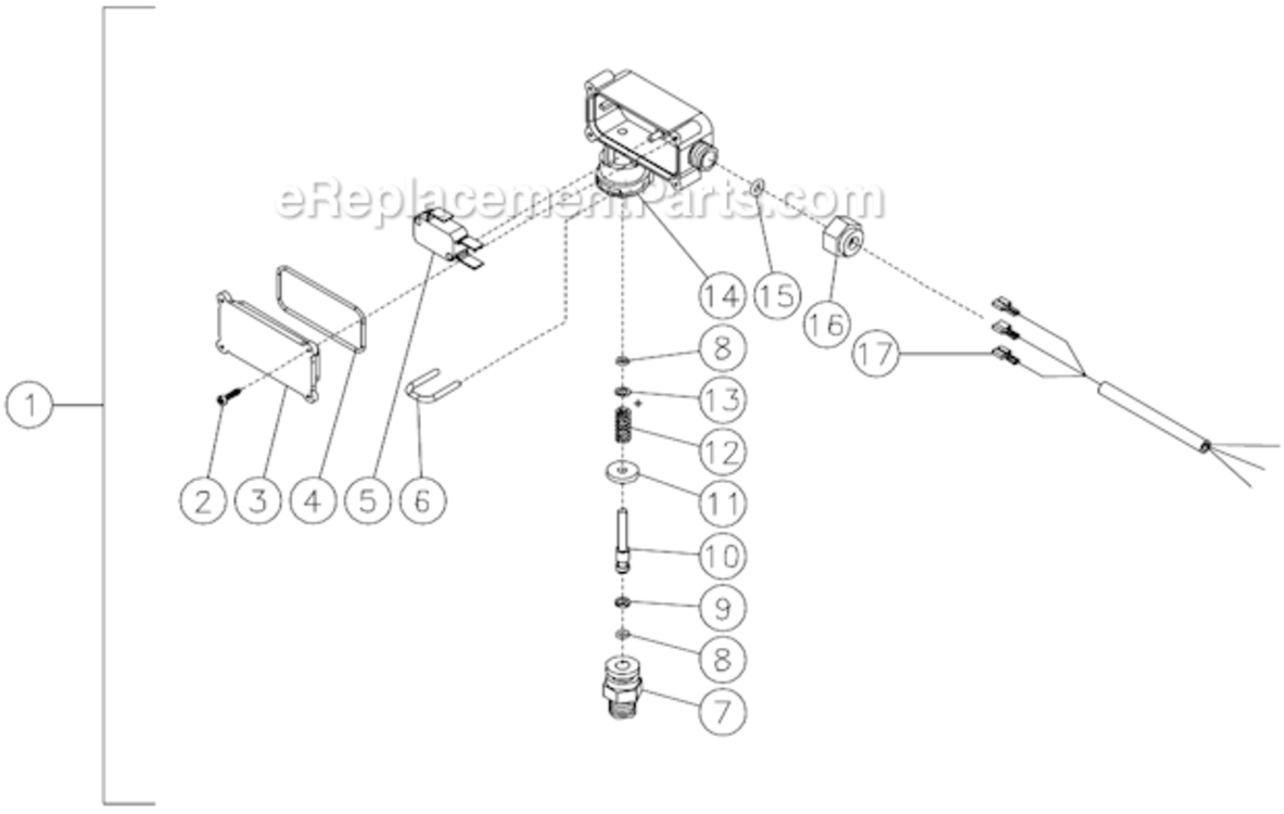 Pressure Switch Diagram and Parts List for HS-3005-CMV2  Mi-T-M Pressure Washer