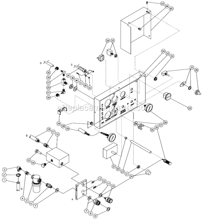 Control Panel Assembly Diagram and Parts List for HS-3505-CMH1  Mi-T-M Pressure Washer