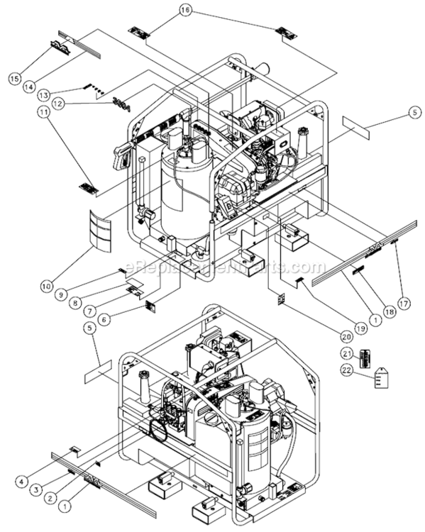 Decal Placement Diagram and Parts List for HSD-3004-0MDY  Mi-T-M Pressure Washer