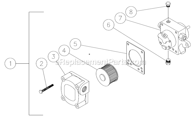 Fuel Pump Diagram and Parts List for HSD-3005-0MGV  Mi-T-M Pressure Washer