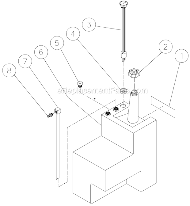 Burner Fuel Tank Assembly / Diesel Diagram and Parts List for HSD-3005-0MGV  Mi-T-M Pressure Washer