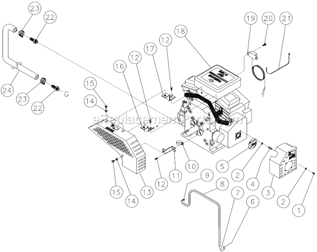 Engine Assembly Diagram and Parts List for HSD-3005-0MGV  Mi-T-M Pressure Washer