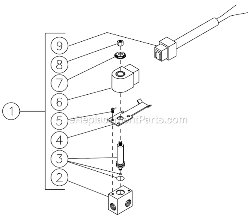 Fuel Solenoid Diagram and Parts List for HSD-3505-0MGH  Mi-T-M Pressure Washer