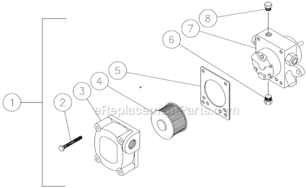Fuel Pump Diagram and Parts List for HSD-3505-0MGH  Mi-T-M Pressure Washer