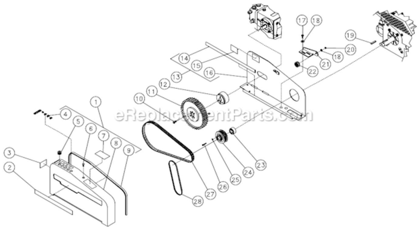 Beltguard/Sheave Assembly Diagram and Parts List for HSD-3505-0MGH  Mi-T-M Pressure Washer