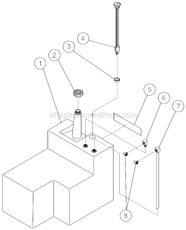 Burner Fuel Tank Assembly / Diesel Diagram and Parts List for HSD-3505-0MGH  Mi-T-M Pressure Washer
