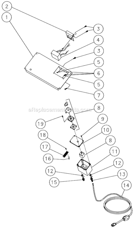Control Panel Diagram and Parts List for HSE-1002-0M11  Mi-T-M Pressure Washer