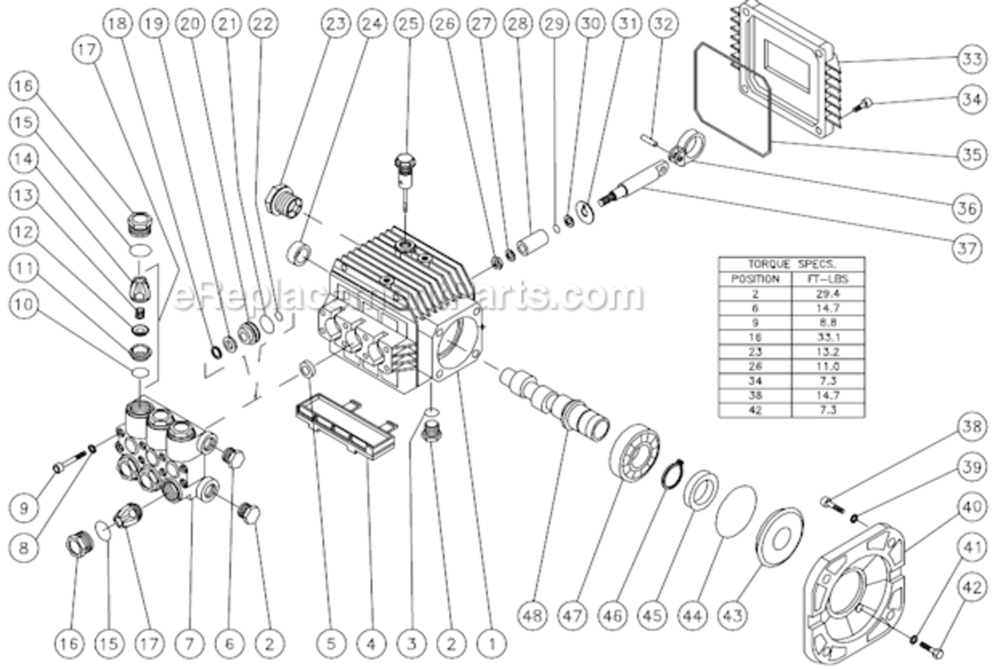 Pump Assembly Diagram and Parts List for HSE-1502-0M10  Mi-T-M Pressure Washer