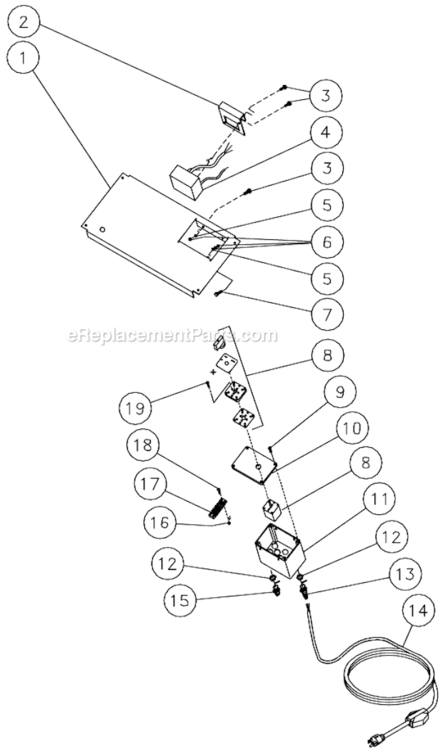 Control Panel Diagram and Parts List for HSE-1502-0M10  Mi-T-M Pressure Washer