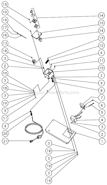 Control Panel Before S/N 15007891 Diagram and Parts List for HSE-2003-0M10  Mi-T-M Pressure Washer