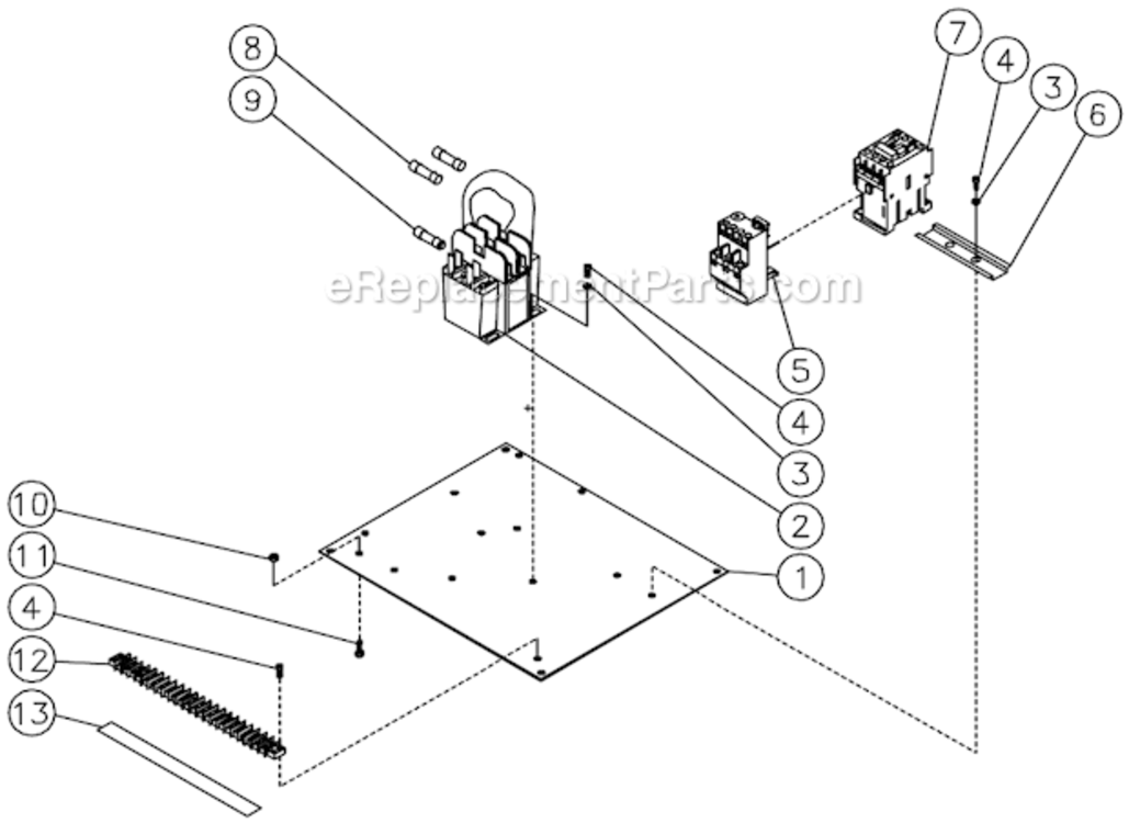 Electric Panel Three Phase Diagram and Parts List for HSE-2504-0M10  Mi-T-M Pressure Washer
