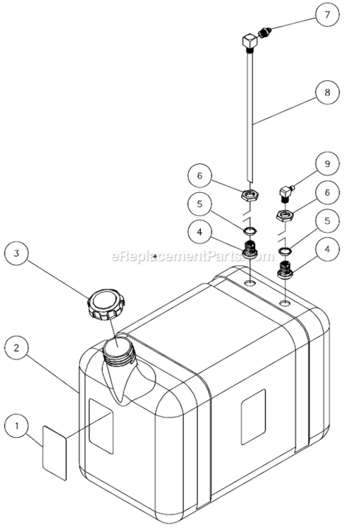 Fuel Tank Diagram and Parts List for HSE-2504-0M30  Mi-T-M Pressure Washer