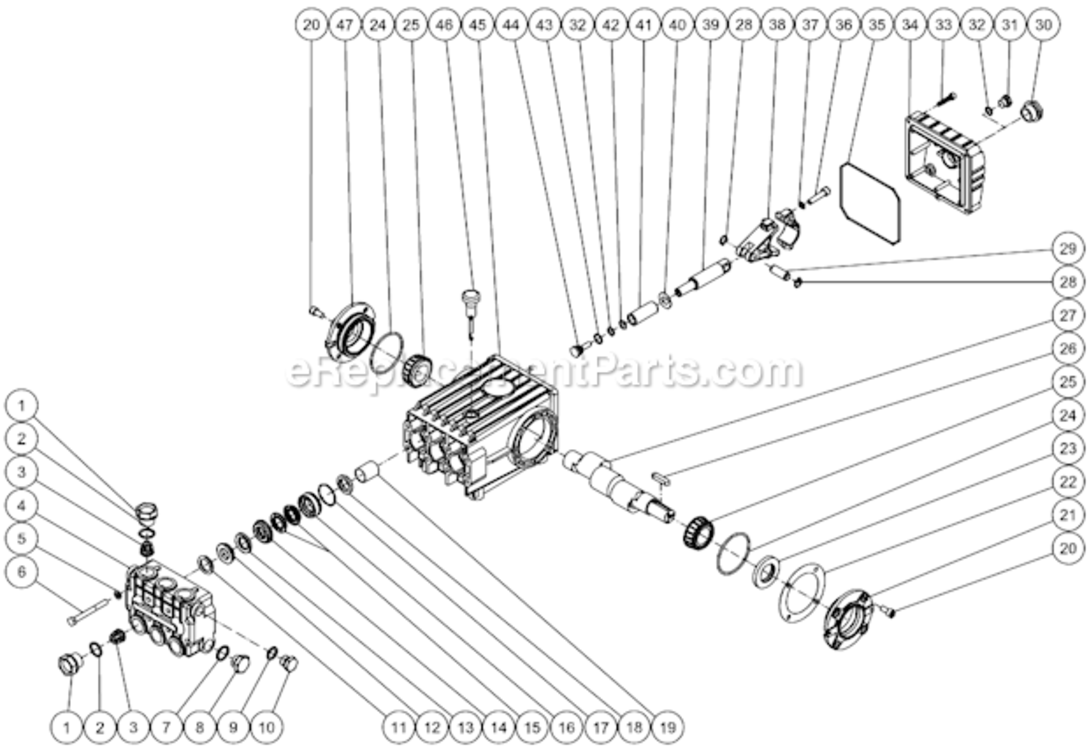 Pump Assembly After S/N 15045000 Diagram and Parts List for HSE-2504-0M30  Mi-T-M Pressure Washer