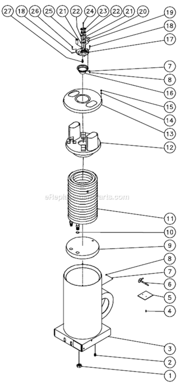 Boiler Assembly Diagram and Parts List for HSE-2504-0M30  Mi-T-M Pressure Washer