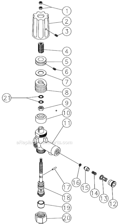 Unloader Diagram and Parts List for HSE-3004-0M30  Mi-T-M Pressure Washer