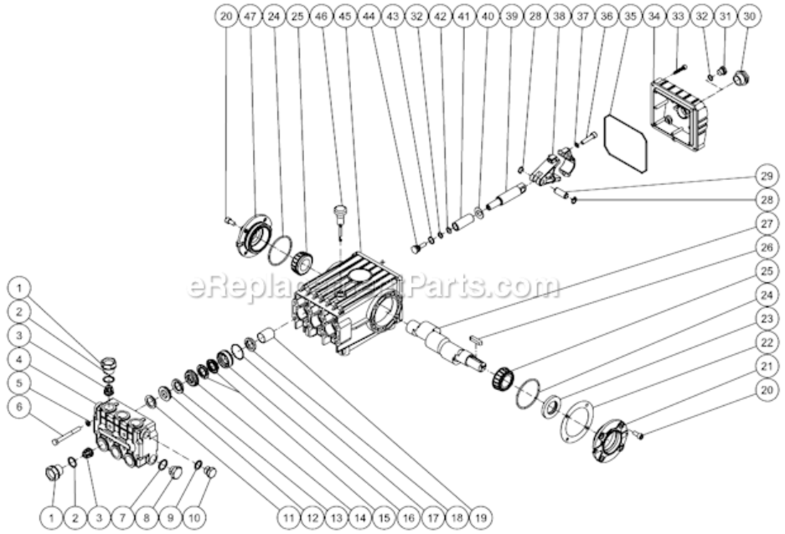 Pump Assembly After S/N 15045000 Diagram and Parts List for HSE-3504-0M10  Mi-T-M Pressure Washer
