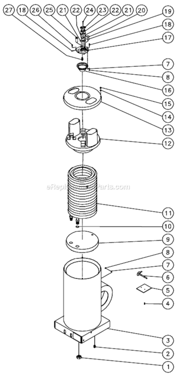 Boiler Assembly Diagram and Parts List for HSE-3504-0M10  Mi-T-M Pressure Washer