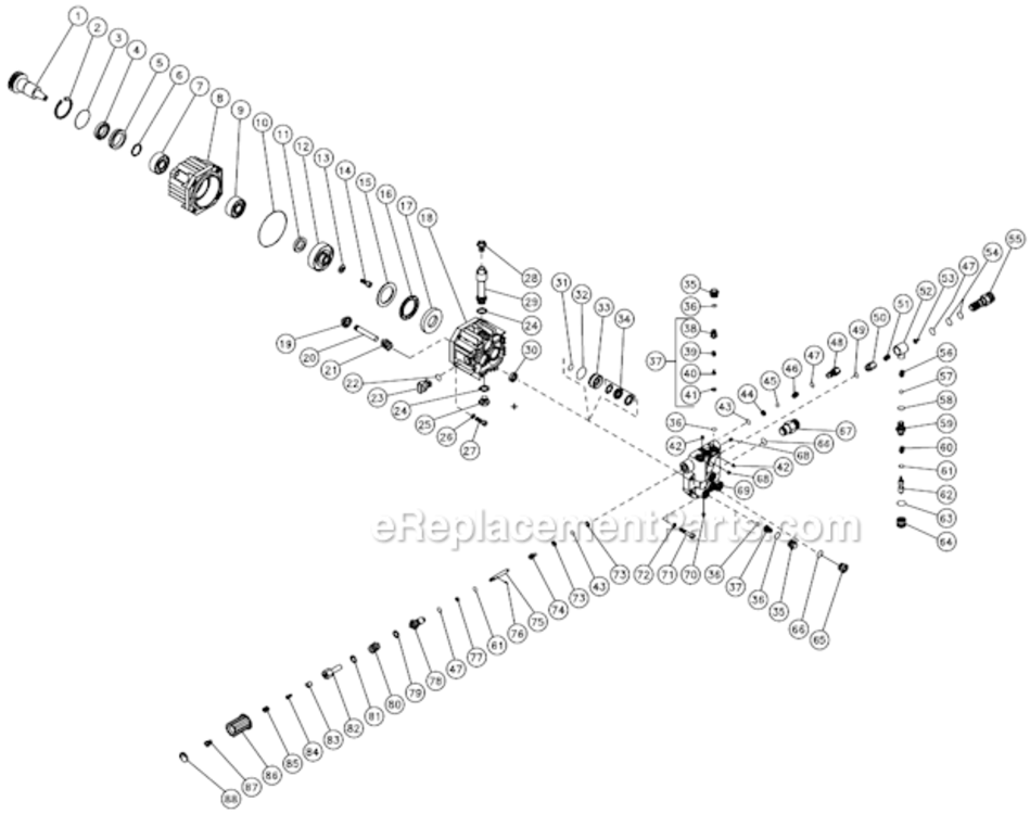 High Pressure Pump Diagram and Parts List for HSP-2003-0MGV  Mi-T-M Pressure Washer