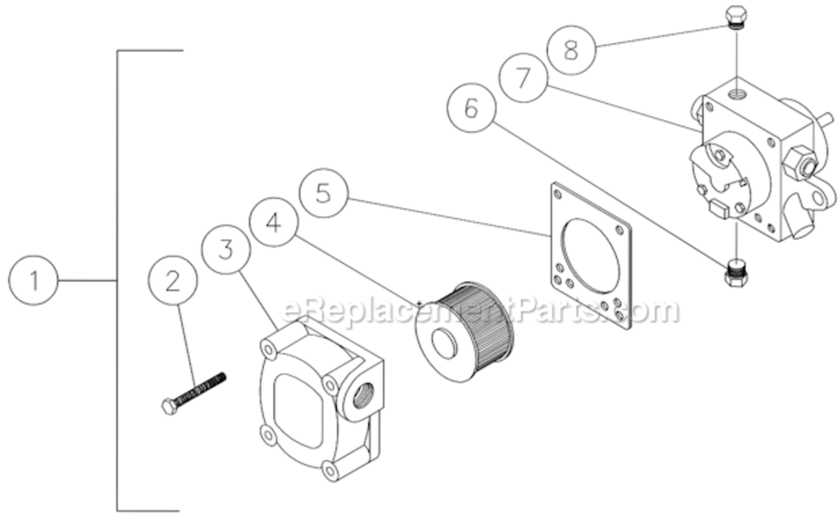 Fuel Pump Diagram and Parts List for HSP-2003-1MGH  Mi-T-M Pressure Washer