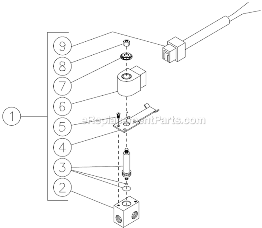 Fuel Solenoid Diagram and Parts List for HSP-2003-1MGH  Mi-T-M Pressure Washer