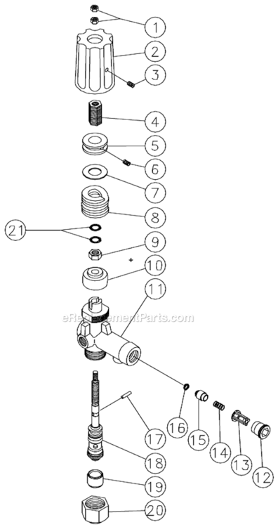 Unloader Diagram and Parts List for HSP-2003-1MGH  Mi-T-M Pressure Washer
