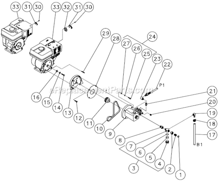 Engine/Pump Assembly After S/N 15012067 Diagram and Parts List for HSP-2003-1MGH  Mi-T-M Pressure Washer