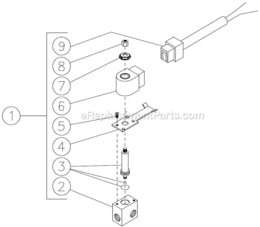 Fuel Solenoid Diagram and Parts List for HSP-2003-1MGV  Mi-T-M Pressure Washer