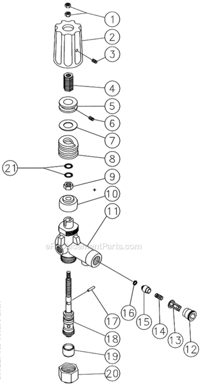 Unloader Diagram and Parts List for HSP-2003-1MGV  Mi-T-M Pressure Washer