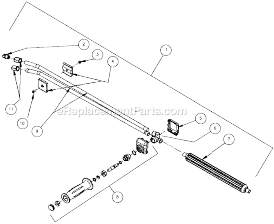 Dual Lance Assembly Diagram and Parts List for HSP-2003-1MGV  Mi-T-M Pressure Washer