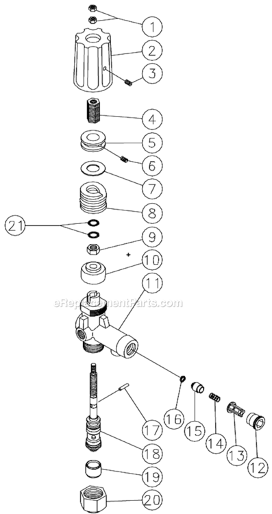 Unloader Diagram and Parts List for HSP-2003-3MGV  Mi-T-M Pressure Washer