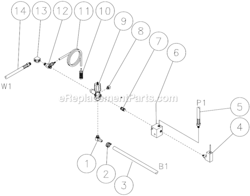 Unloader/Manifold Assembly Diagram and Parts List for HSP-2403-3MGH  Mi-T-M Pressure Washer