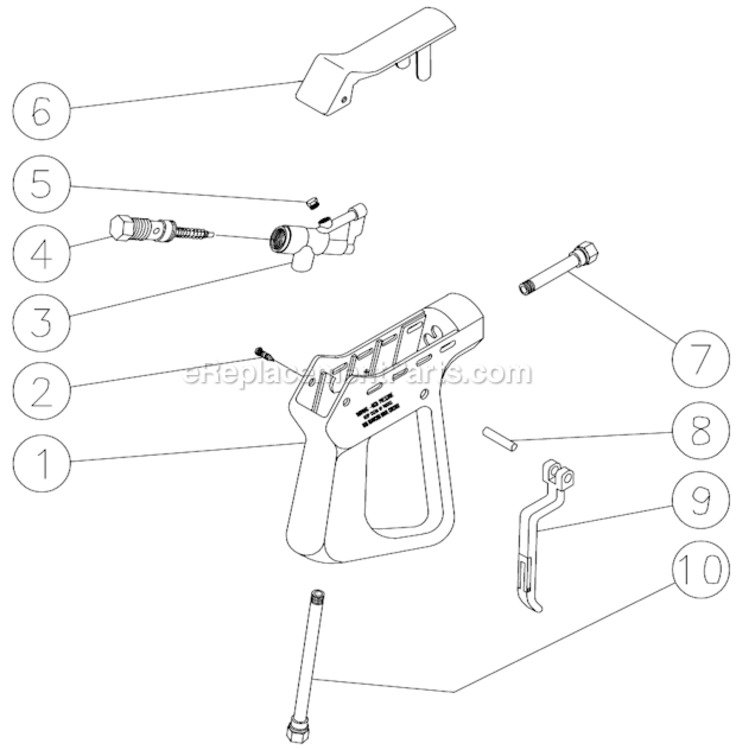 Gun Assembly Diagram and Parts List for HSP-2403-3MGR  Mi-T-M Pressure Washer
