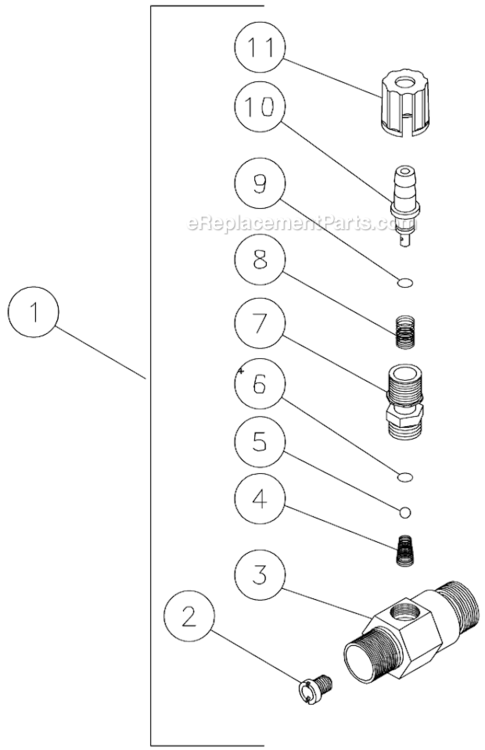 Detergent Injector Diagram and Parts List for HSP-2403-3MGR  Mi-T-M Pressure Washer